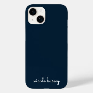 Navy Blue Script   Stylish Monogram Modern Case-Mate iPhone 14 Case