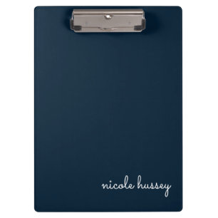 Navy Blue Script    Stylish Monogram Modern Clipboard