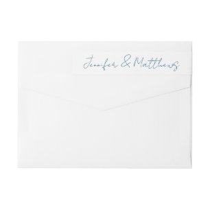 Navy Blue Script Watermark Wedding Return Address Wrap Around Label