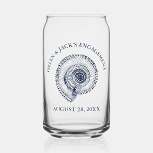 Navy Blue Sea Shell Can Glass