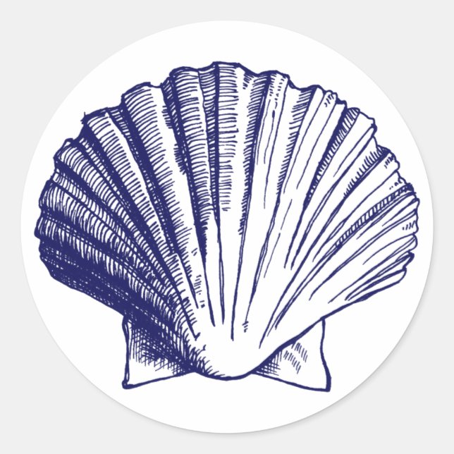 Navy Blue Sea Shell Sticker (Front)