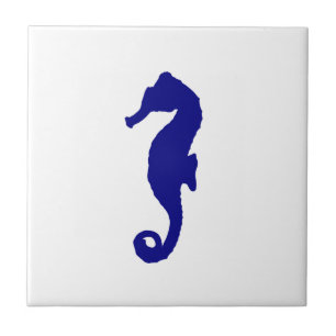 Navy Blue Seahorse Ceramic Tile