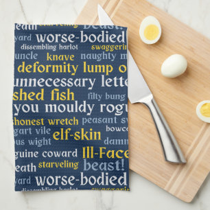 Navy Blue Shakespeare Insult Funny Literature Tea Towel