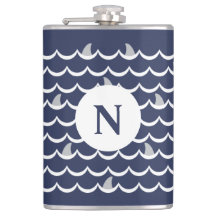 Navy Blue Shark Fin Monogram Mug
