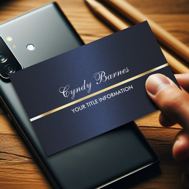 Navy Blue Shimmer with Gold Business Card (Creator Uploaded)