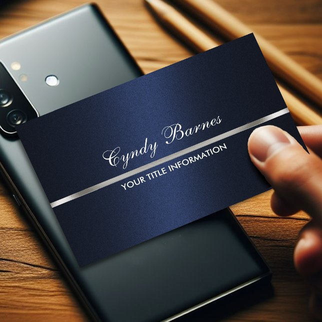 Navy Blue Shimmer with Silver Business Card (Creator Uploaded)