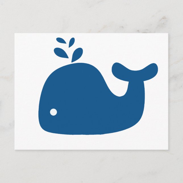 Navy Blue Silhouette Whale Postcard (Front)