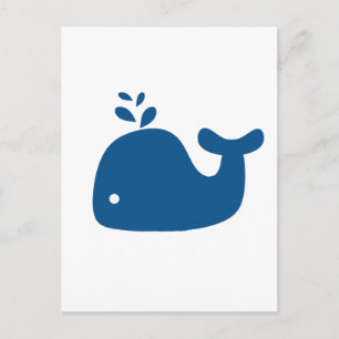 Navy Blue Silhouette Whale Postcard