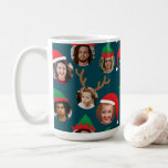 Navy Blue Silly Christmas Hat Six Photo Collage Coffee Mug<br><div class="desc">This funny and very merry Christmas gift mug will delight friends and family when you personalise it with the photos of your kids, family, friends and pets putting the whole crazy cast of characters in silly holiday Santa and elf hats. There is even a pair of reindeer antlers for that...</div>
