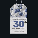 Navy Blue Silver Balloon Glitter Favour Birthday Gift Tags<br><div class="desc">Modern Glam Navy Blue Silver Balloon Glitter Sparkle Any Age Birthday Favour Tags</div>