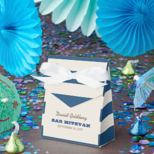 Navy Blue & Silver Bar Mitzvah Favour Box