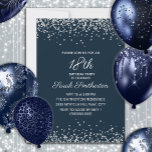 Navy Blue Silver Diamond Glitter 18th Birthday Invitation<br><div class="desc">Elegant and chic navy blue 18th birthday party invitation for women with sparkling glitter and a white calligraphy / script text. Text and fonts are completely customisable on this invitation so you can change this to work for any age. Contact us for help with your customisations or to request matching...</div>