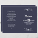 Navy Blue | Silver Elegant Folded Wedding Program<br><div class="desc">Navy Blue | Silver Foil and Glitter Simple and Elegant Design personalised Folded Wedding Programs. Matching Wedding Invitations,  Bridal Shower Invitations,  Save the Date Cards,  Thank You Cards,  Wedding Gifts and Favours available in the Simple & Elegant design Category of our Store.</div>