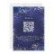 Navy blue silver flowers QR code RSVP wedding