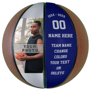 Navy Blue, Silver Grey, Personalised Basketballs