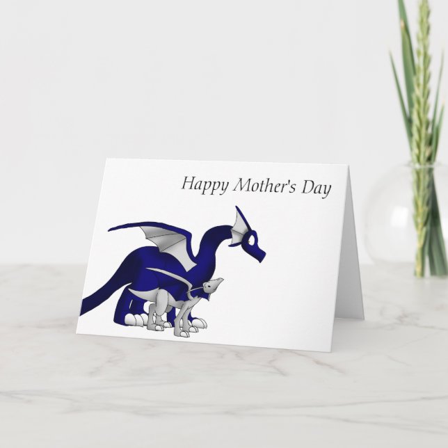 Navy Blue/Silver Mother and Child Dragons 1 Card (Front)