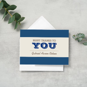Navy Blue & Silver Thank You Note