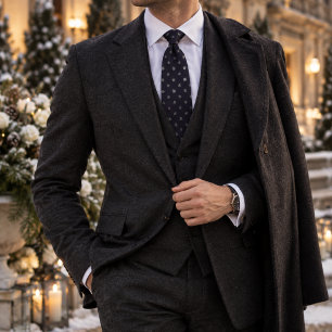 Navy Blue & Silver Tiny Snowflakes Tie