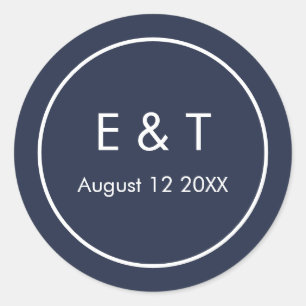 Navy blue simple classic round sticker