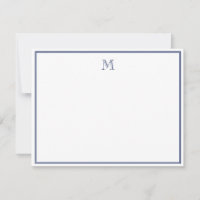 Navy Blue Simple Classic Vintage Initial Letter