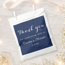 Navy Blue Simple Elegant Modern Wedding Favour Bag