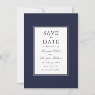 Navy Blue Simple Elegant Save the Date with Photo