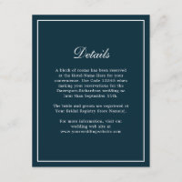 Navy Blue Simple Elegant Wedding Info Details