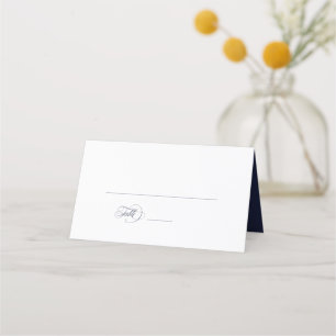 Navy Blue Simple Elegant Wedding Place Card