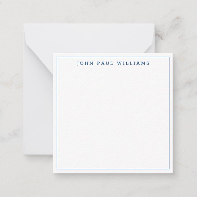 Navy Blue Simple Formal Modern Thin Border Square Card (Front)