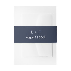 Navy blue simple invitation belly band