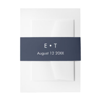 Navy blue simple invitation belly band