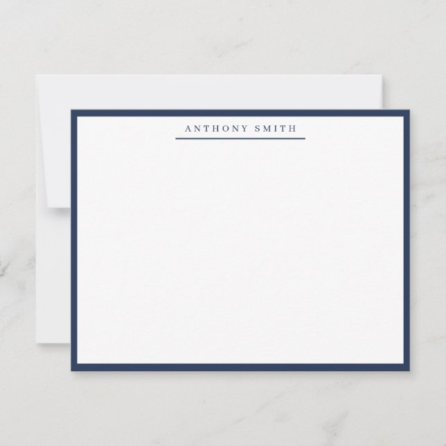 Navy Blue Simple Line Modern Professional Minimal Card (Front)