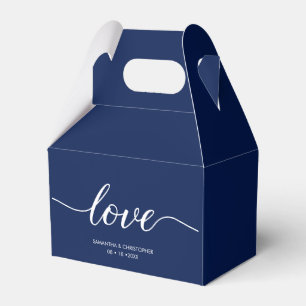 Navy blue Simple Love Script Wedding custom Favour Box