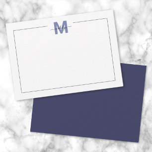 Navy Blue Simple Minimalist Name Monogram Card