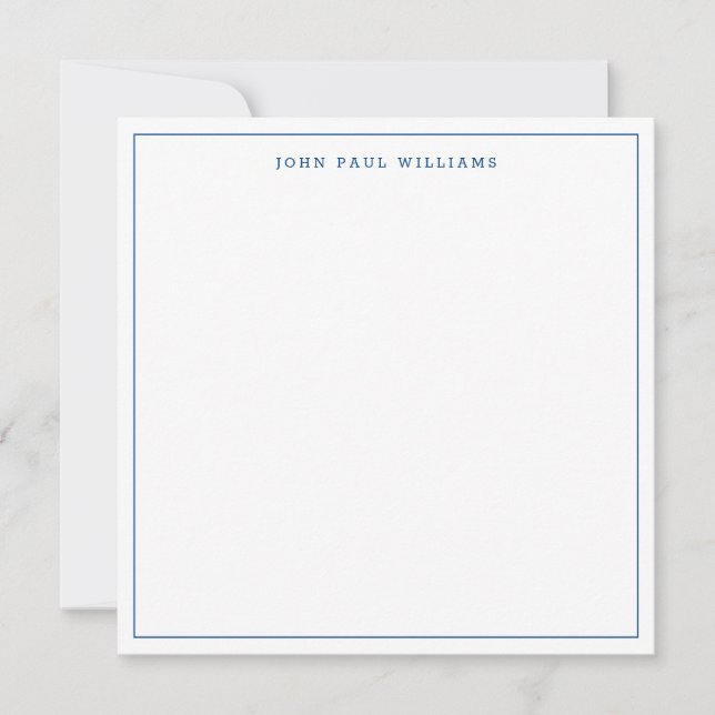 Navy Blue Simple Minimalist Thin Border Square Card (Front)