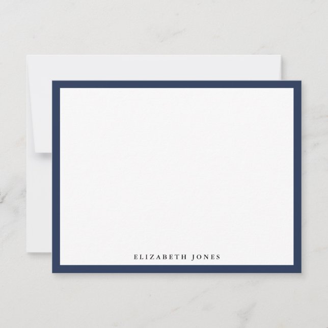 Navy Blue Simple Modern Chic Classic Minimalist Card (Front)