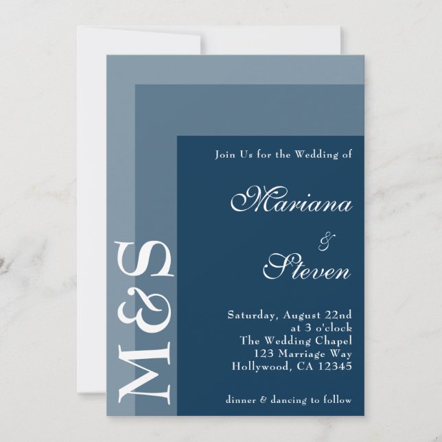 Navy Blue Simple Modern Chic Script Wedding Invita Invitation (Front)