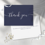 Navy Blue Simple Modern Elegant Script Thank You Card<br><div class="desc">Simple modern elegant navy blue script thank you card. You can personalise with your own thank you message on the reverse or if you would prefer to add your own handwritten message simply delete the text. A perfect way to say thank you! Designed by Thisisnotme©</div>