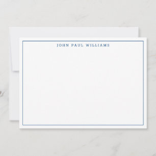 Navy Blue Simple Modern Minimalist Thin Border Card