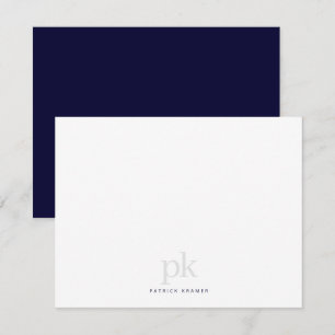 Navy Blue Simple Modern Monogram Professional Card
