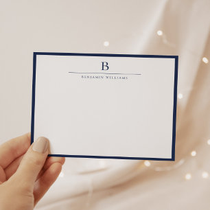 Navy Blue Simple Modern Stationery Classic Card