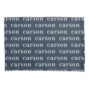Navy Blue Simple Personalised Repeating Name Pillowcase