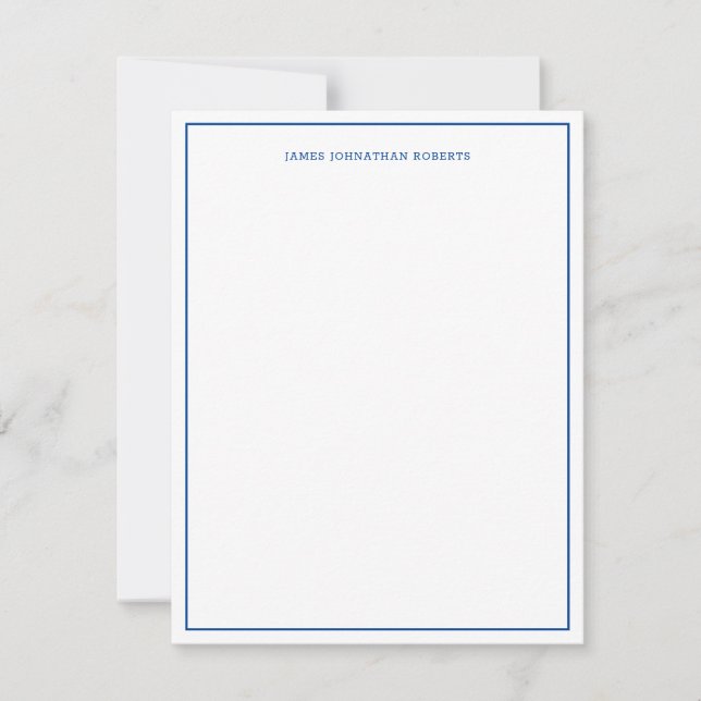 Navy Blue Simple Professional Modern Border  Card (Front)