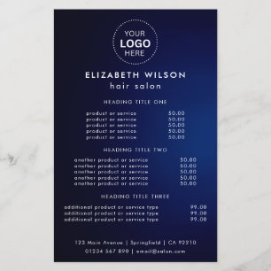 Navy_Blue Simple Salon Service Menu Flyer