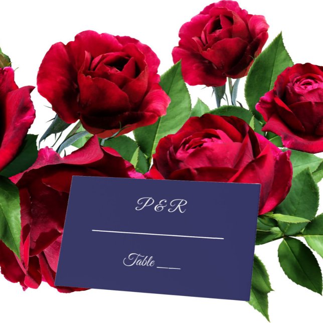 Navy Blue Simple Stylised Script Wedding Place Card (In Situ Wedding)