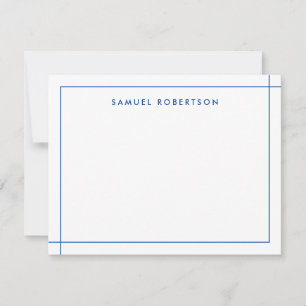 Navy Blue Simple Thin Border Corner Square Card