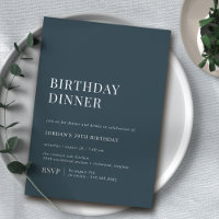 Navy Blue | Simple Typography Birthday Dinner