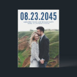 Navy Blue Simple Typography Photo Save the Date<br><div class="desc">Contemporary and unique save the date photo card,  the perfect way to announce your wedding day. Modern photo save the date card featuring navy blue simple typography. Personalise this modern save the date by adding your details. Other colours are available.</div>