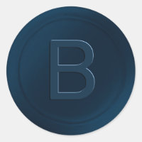 Navy Blue Single Letter Wax Seal Look Sticker