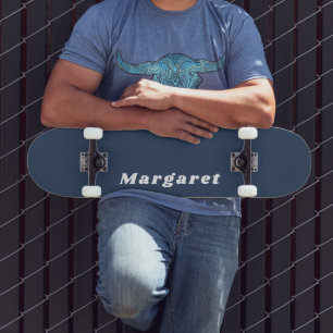 Navy Blue Skateboard with Your Name in Style